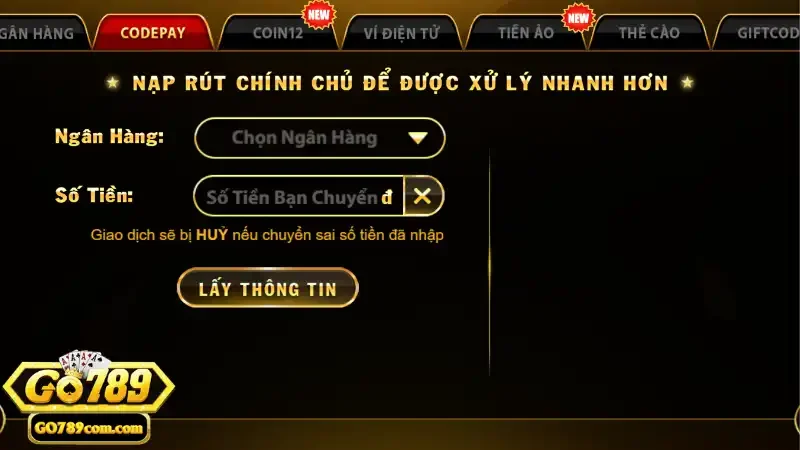 Ưu điểm khi thực hiện các giao dịch nạp tiền tại Go789